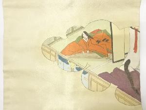 アンティーク　金糸　雲に十二単模様名古屋帯